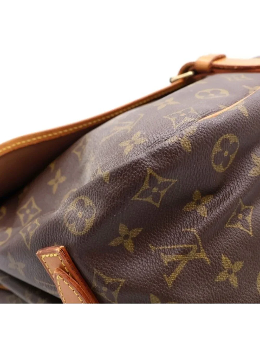 Louis Vuitton Monogram Saumur 35 Shoulder Bag Brown Leather Gold